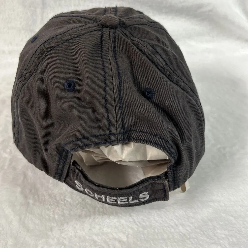 Scheels Distressed Gray/Blue Mens Hat Adjustable Ball Cap Baseball Sporting Good